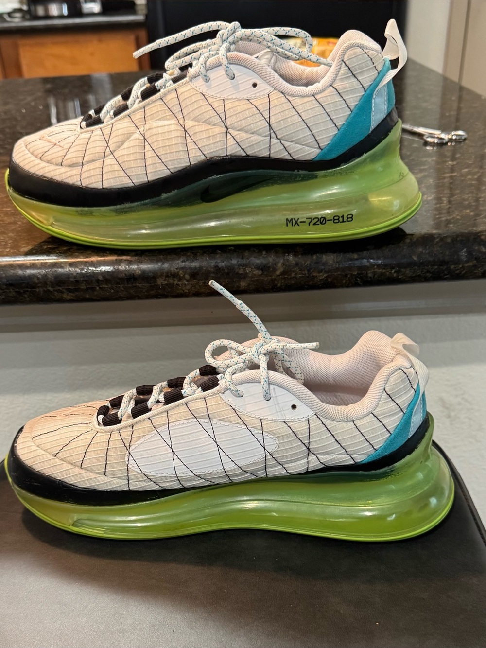 Nike Unisex White, Teal & Neon Green MX-720-818 Sneaker